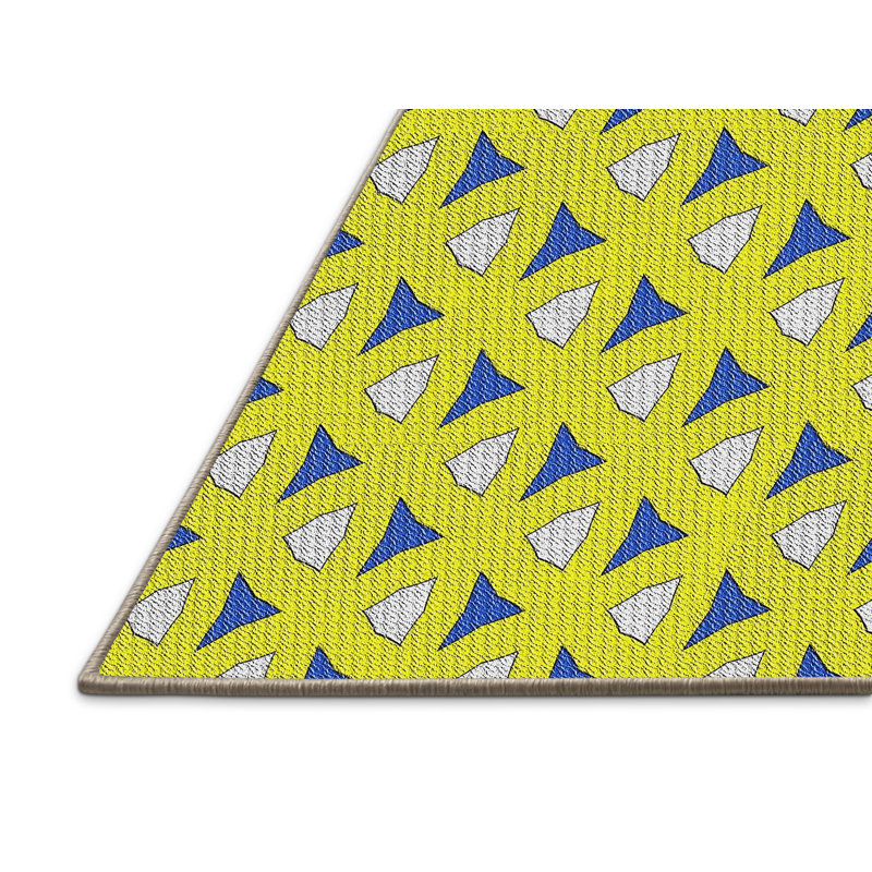 Tapis jaune / bleu Power Loom, Rectangle 6 pi x 9 pi