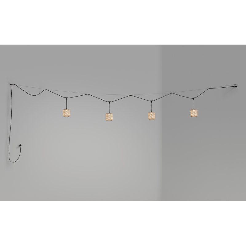 Luminaire suspendu tambour 4 lumières DEL Nans, Beige