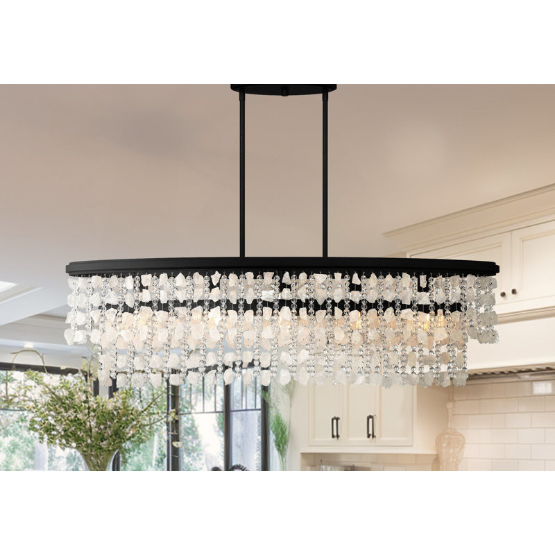 Shimmering Elegance Black Crystal 5-Light Island Chandelier