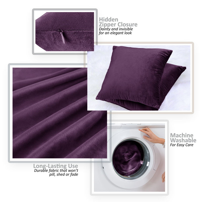 Eggplant Purple Velvet Reversible Euro Pillow Covers, Set of 2