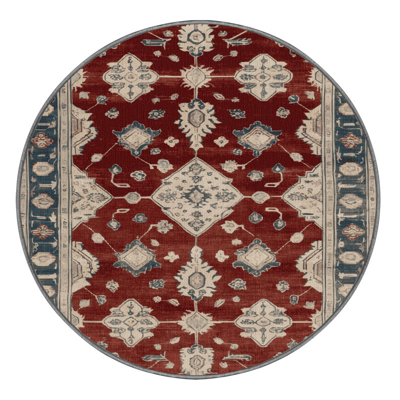 Tapis gris lavable à la machine, Rond 5 pi