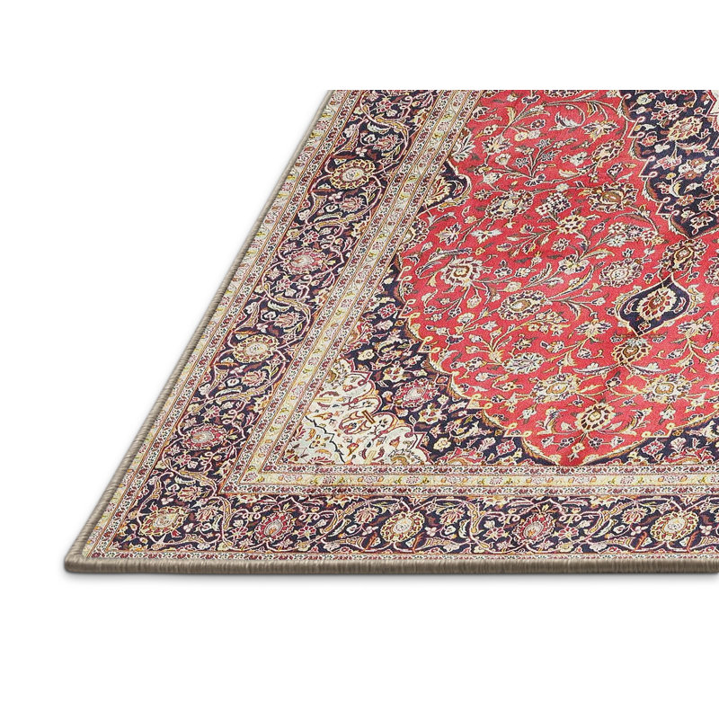 Tapis décoratif rouge/beige à motif oriental keyaan, Rectangle 6 pi x 9 pi