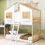 Charmant lit superposé simple au-dessus d'un lit simple en bois avec toit, fenêtre, porte et échelle Almirah-1275844324