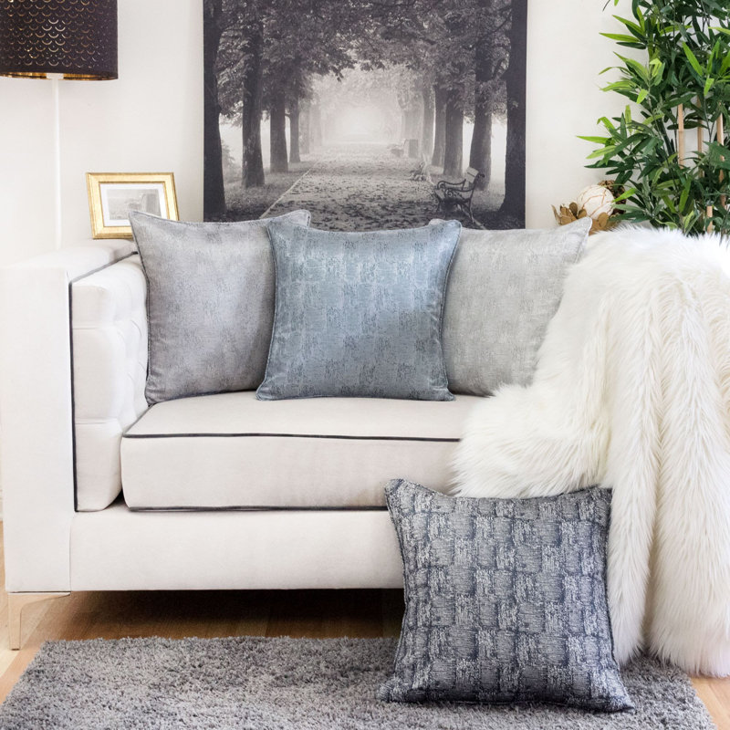 Brennya Plaid Outdoor Throw Pillow, Charcoal