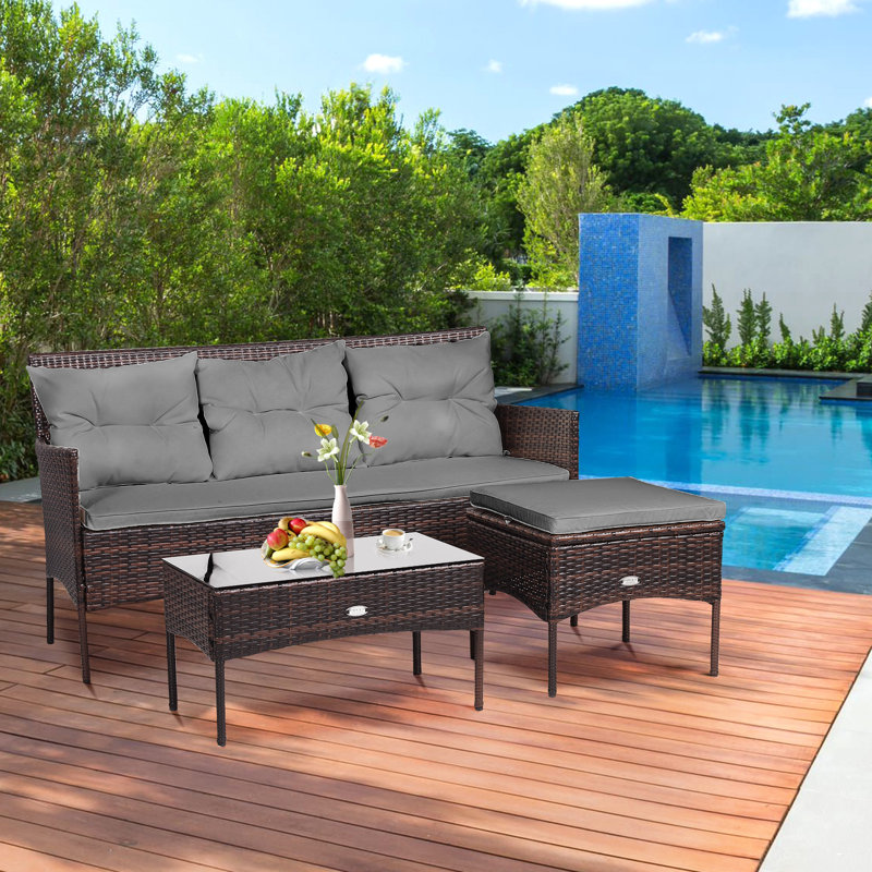 4 - Person Patio Conversation Set with Cushions, Gray