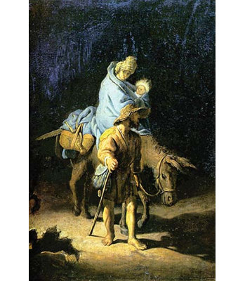 « flight into égyptienne » par rembrandt van rijn, reproduction d’art