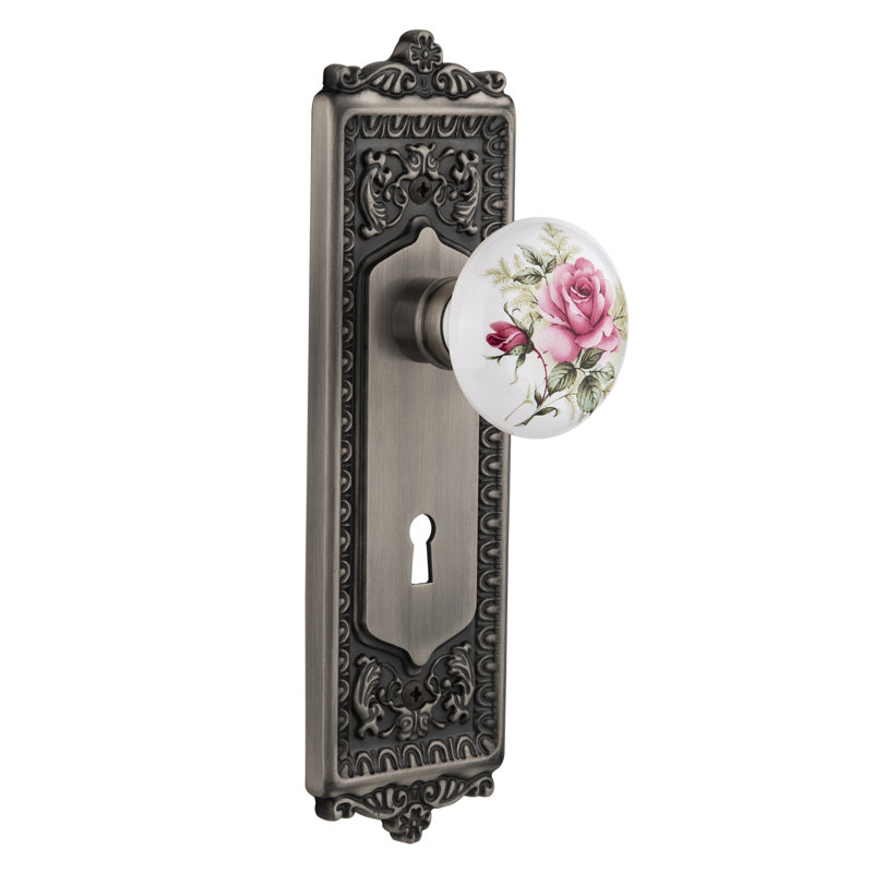 Bouton de porte de mortaise intérieur Egg & Dart, Étain antique