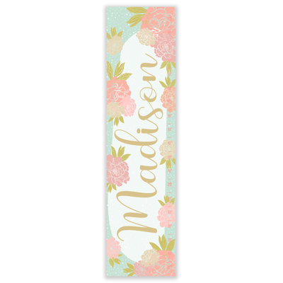 Tableau de croissance personnalisable avec nom de calligraphie pivoines Yeager