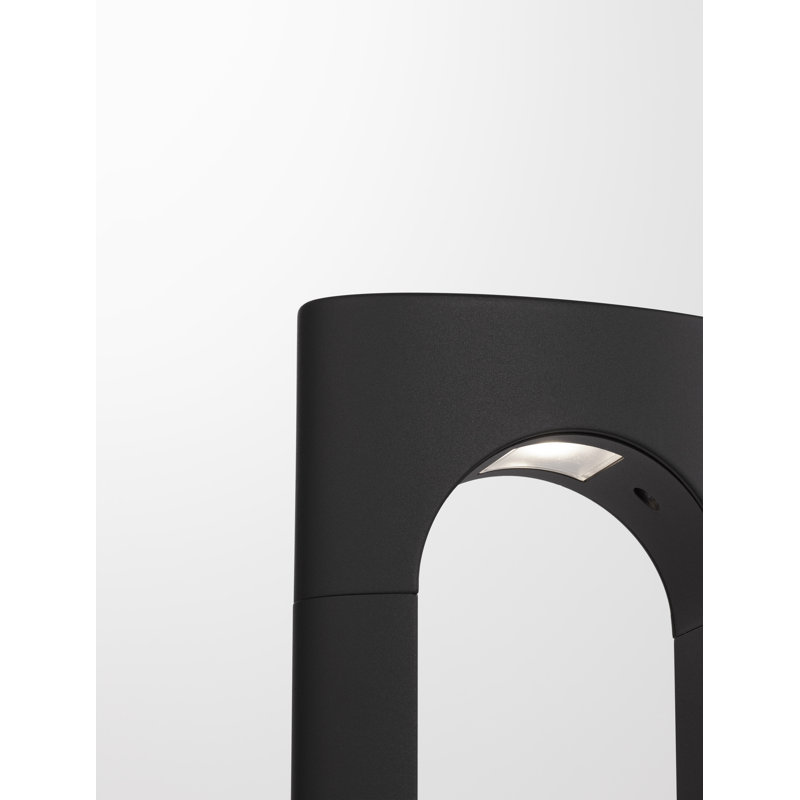 Black Integrated LED Metal Bollard Light, 30cm H x 17.8cm W x 6.9cm D