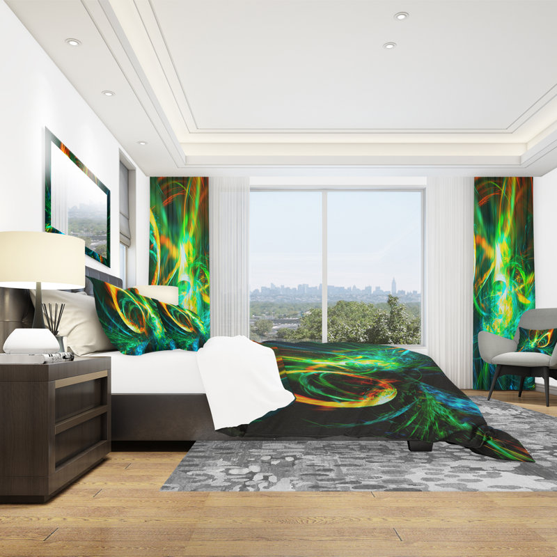 Feu vert abstrait - ensemble de housse de couette abstrait - microfibre de polyester