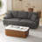 39.4" Modern Fluted Storage Coffee Table with Faux Marble Top-1690271214