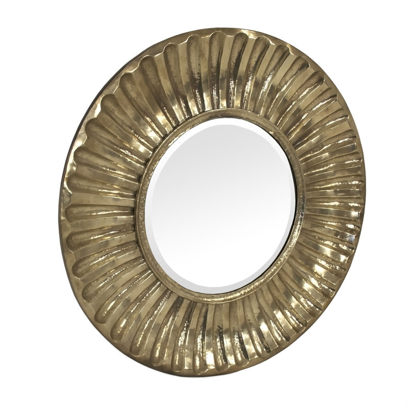 Soleste 38.5'' Artisan Bronze & Gold Round Beveled Wall Mirror