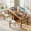 Bureau rectangulaire en bois massif noyer clair-2068864893