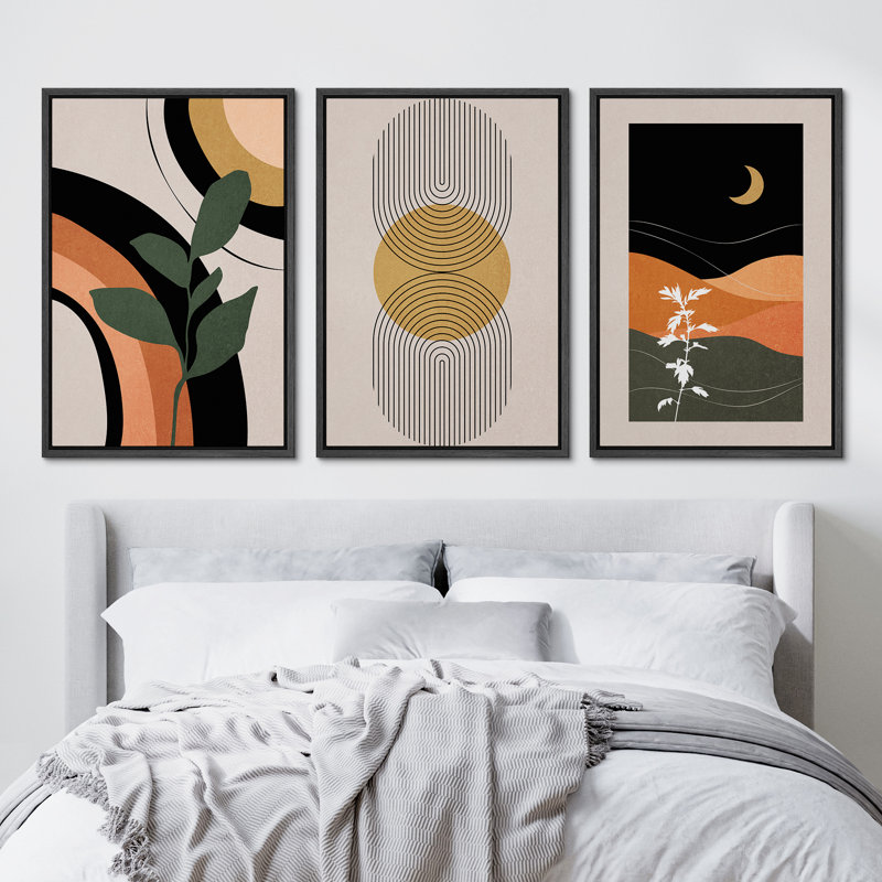 Reproduction d'art encadré sur toile Mid-Century, Noir, H 24 po x l 48 po