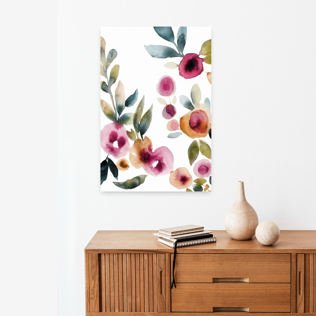 July Blooms 3 Abstract Contemporary Delicate Wall Art Print