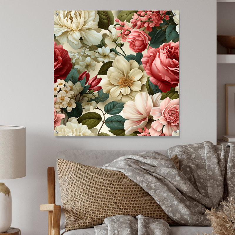 Ingle - Art mural floral en acrylique pour la cuisine, H 16 po x l 16 po