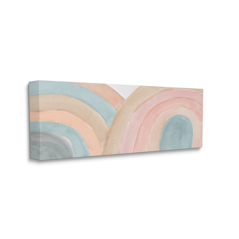 «Subtle Rainbow Arches Layered Blue Brown Red» par Emily Navas - Peinture, Toile tendue, H 20 po x l 48 po