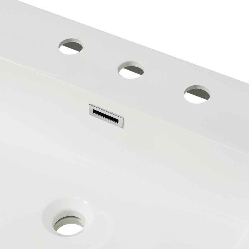Lavabo de salle de bain 48 po en résine pour meuble-lavabo avec 3 trous de robinet