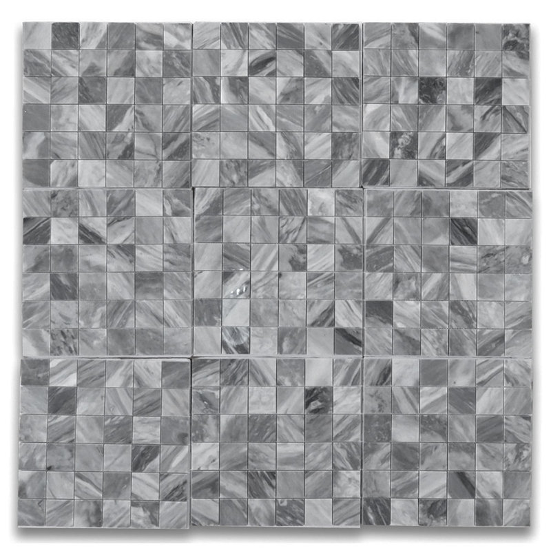 Carreau de mosaïque en marbre 12 po x 12 po Bardiglio, Gris foncé