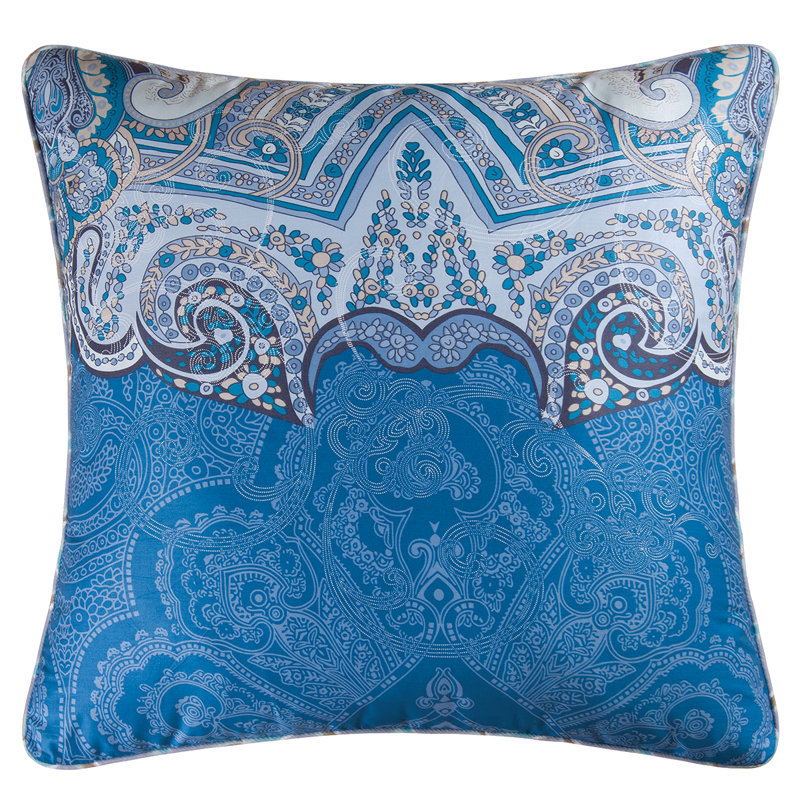Daphne Blue Damask Cotton Euro Sham