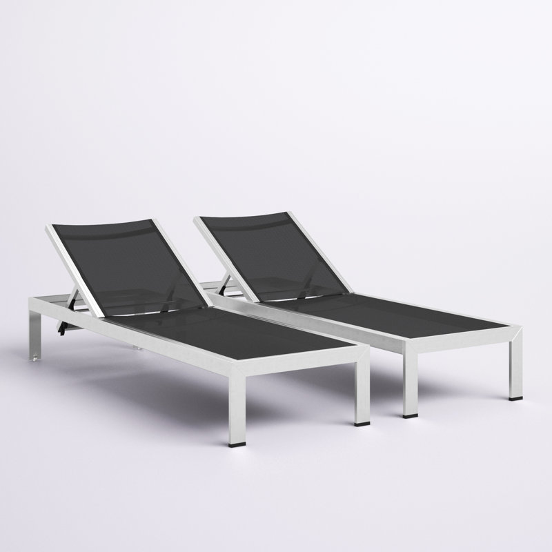 Shore Aluminum Outdoor Chaise, Black