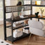 Lit mezzanine double avec escalier gauche ou droit, garde-robe, bureau en L, tablettes de rangement et 16 lumières à DEL de couleur, noir, capacité de 350 lb, choix de lumières intégrées, charge maximale