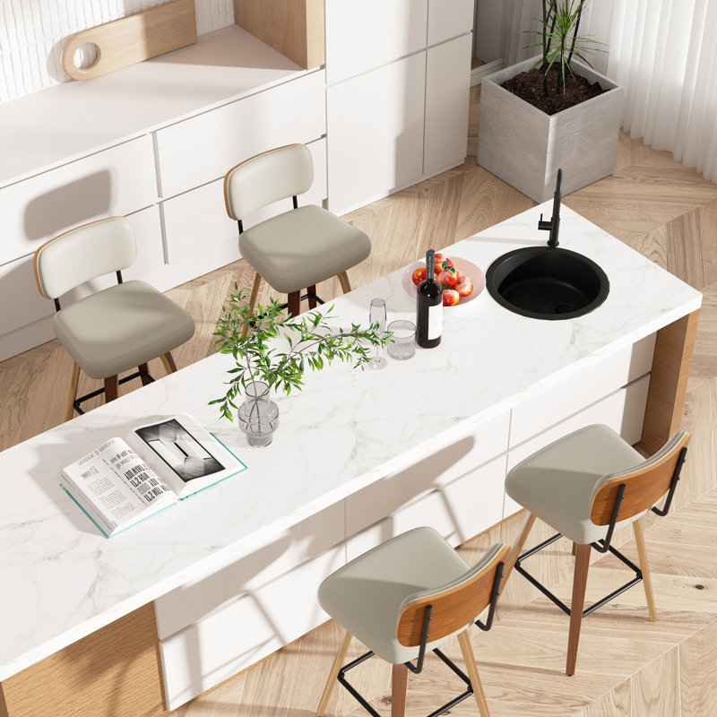 Tabouret pivotant rembourré à hauteur de bar, 4, Terre