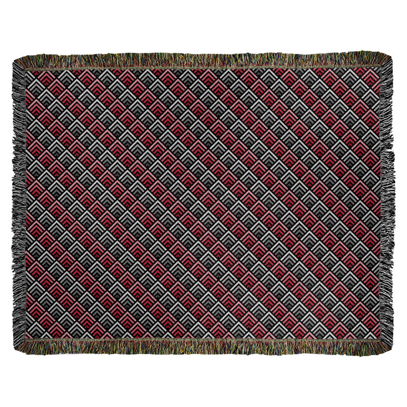 Couverture en coton tissé dégradé à rayures, l 50 po x L 60 po, Rouge