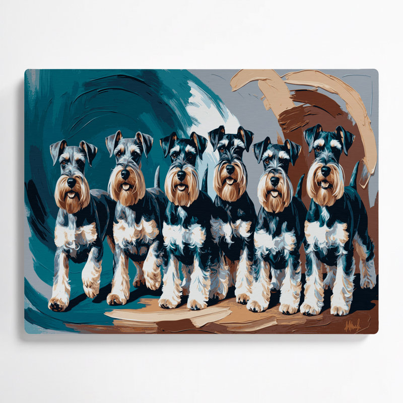 Chiens standard Schnauzer gris, art mural en métal, H 11 po x l 14 po