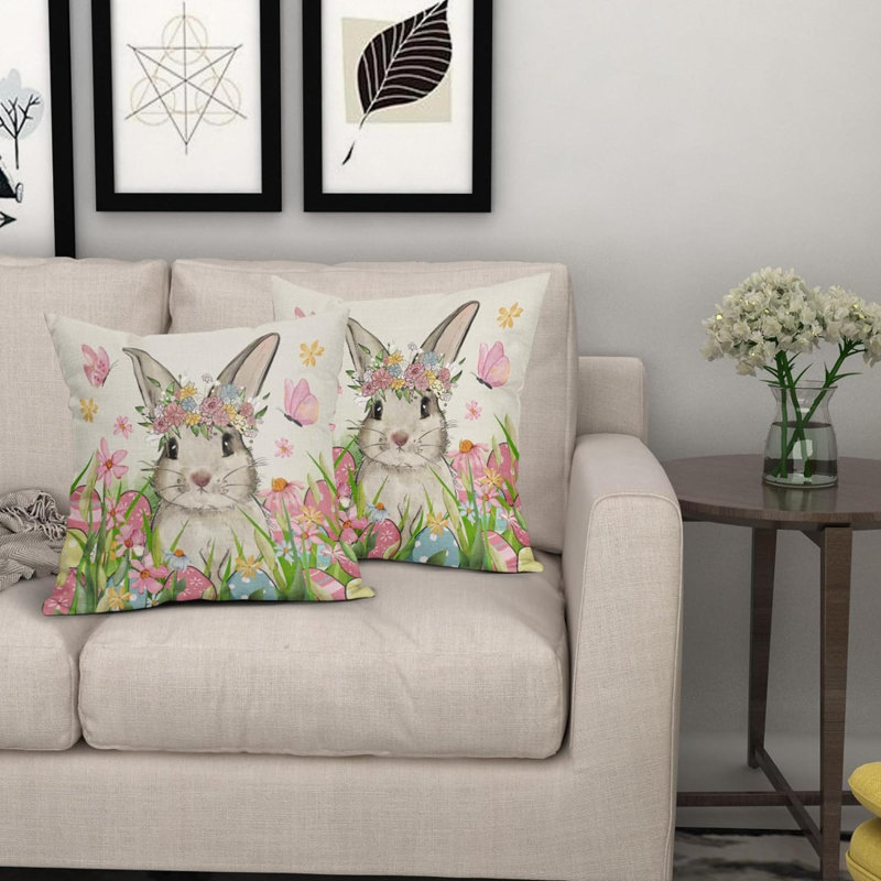 Housse de coussin réversible à motif floral Bunny