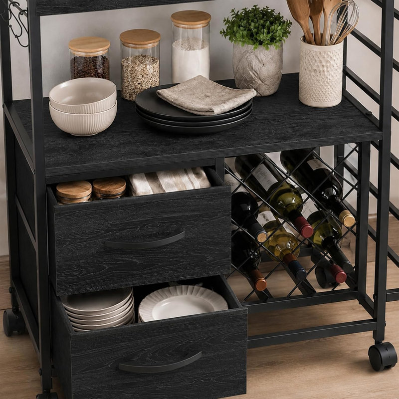 60 cm W Iron Storage Rack, Black