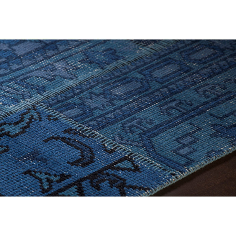 Fusion Wool Southwestern Area Rug in Blue, Rectangle 7'9" x 10'6"