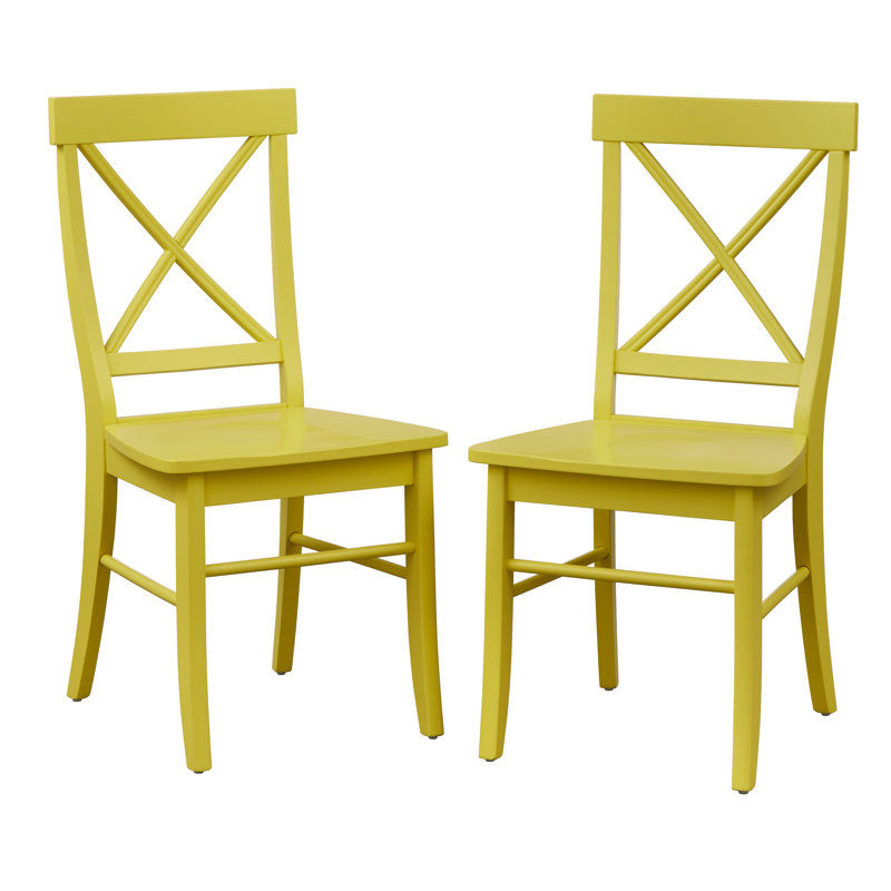 Bellmead Solid Wood Cross Back Side Chair, Yellow