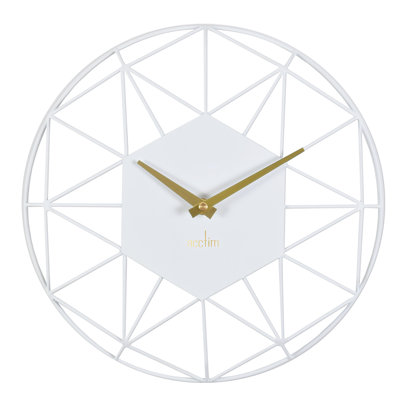 Acctim Wall Clock Quartz Metal Geometric Wire Frame Open Dial 30cm