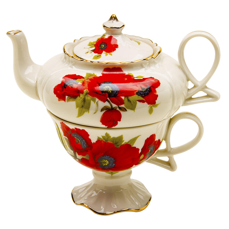 Ensemble de thé à coquelicots en porcelaine Grace Ware Tea Porcelain