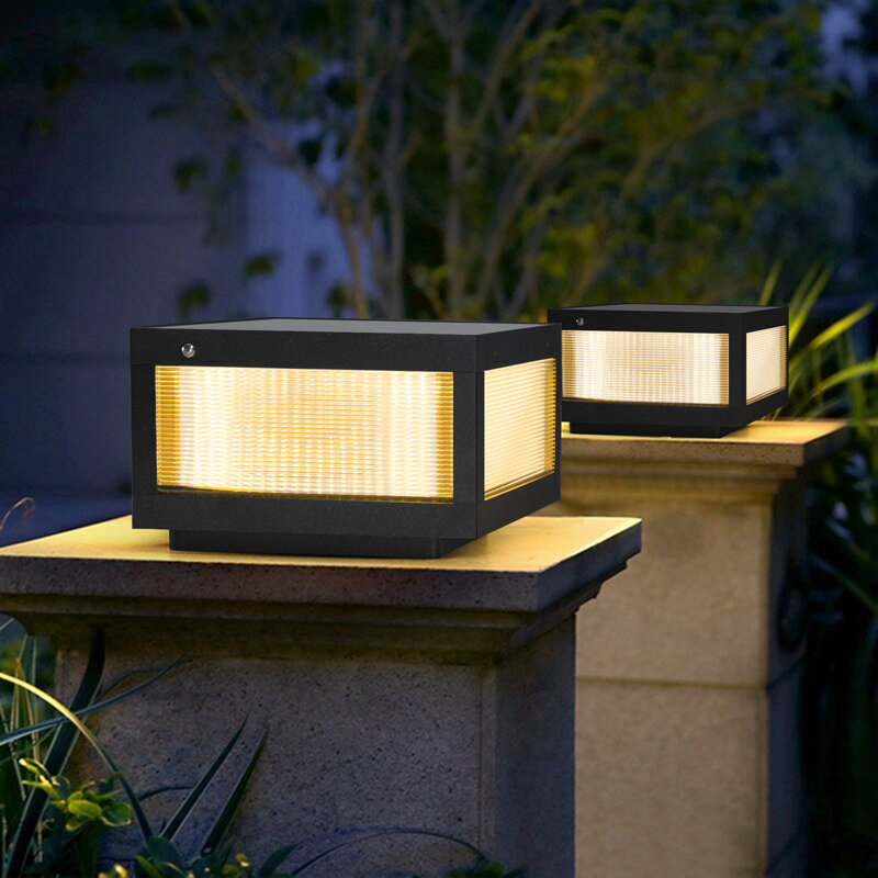 12" Powered LED Post Cap Light, Modern Outdoor LED Fence Light For Pathways, Decks, And Patios (2-Pack)
