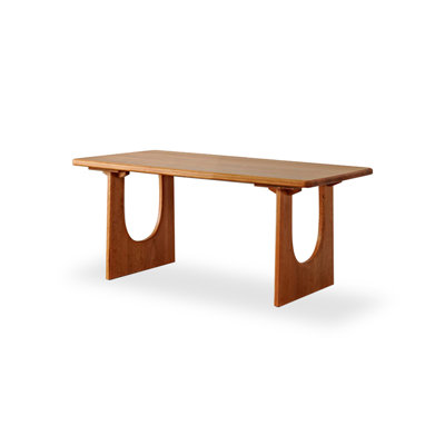 Red-Brown Rectangular Solid Wood Dining Table