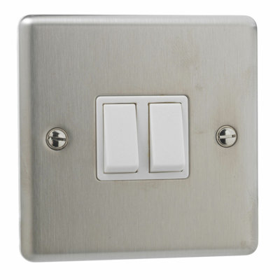 Stainless Steel 10A Double Gang Toggle Light Switch