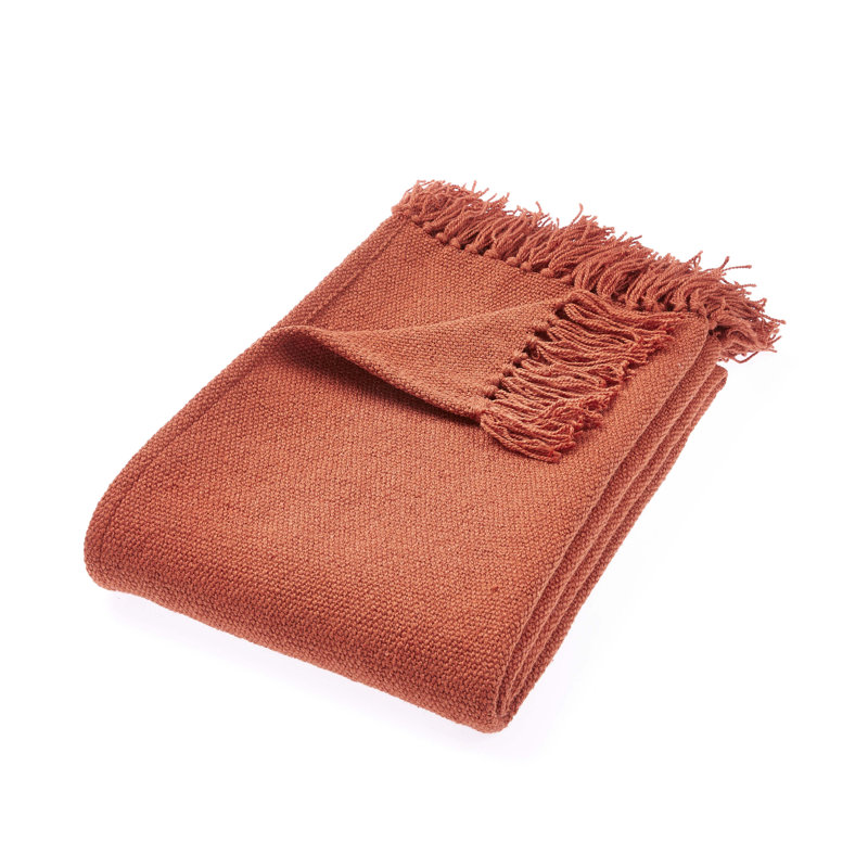 Aleeah Woven Plain Throw, Rust