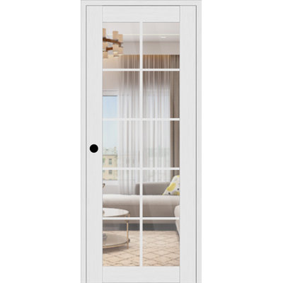 Intérieur moderne Pallado 10 Lite en bois manufacturé Bianco Noble et verre transparent comme une porte