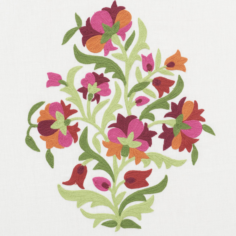 Antalya Medallion Embroidery Fabric, Garnet