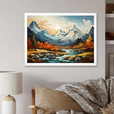 «Orange Teal Mountains Majestic Peaks Collage III», reproduction