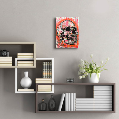 Trinx «Orange Skull» par Dean Russo Studios, art mural en verre acrylique, ACR-40142