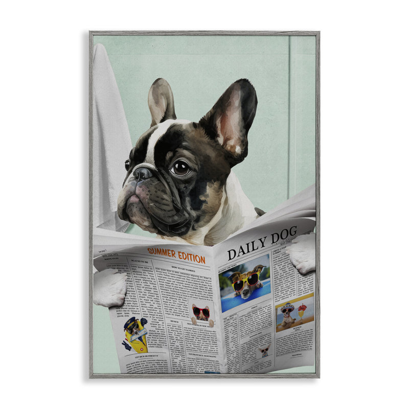 Pug News, humour de salle de bain, estampe numérique, conception par Jesse Keith, H 18 po x l 12 po