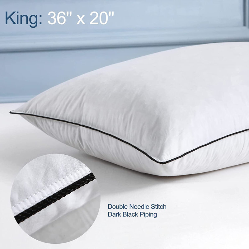 Babb Ultra-Soft Medium-Support Feather Down Bed Pillows Set of 2, King