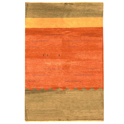 Hand Knotted Wool Area Rug in Multi