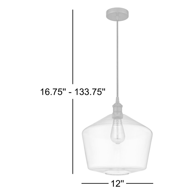 Luminaire suspendu 1 lumière Gabbie, Transparent, Nickel poli
