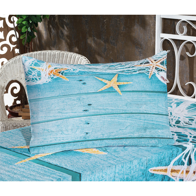 Ensemble de draps et taies décoratives Ambesonne Starfish, turquoise, blanc et orange