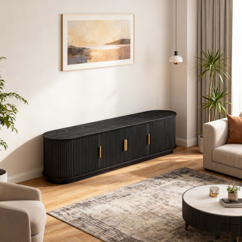 Console média cannelée avec rangement réglable, Black