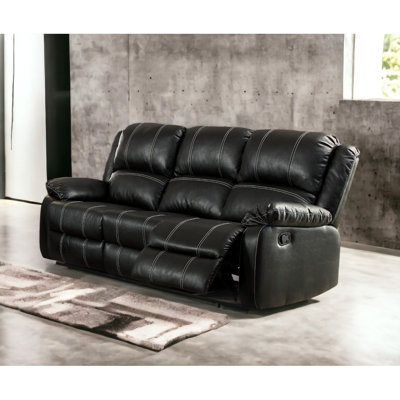 Canapé moderne Zuriel Motion, cuir synthétique noir LV52285